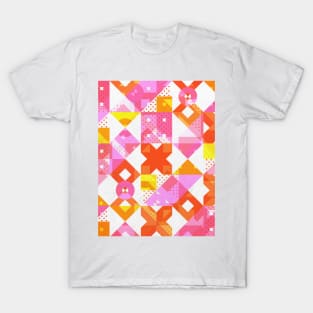 X Square Bubblegum Geometric Pattern T-Shirt